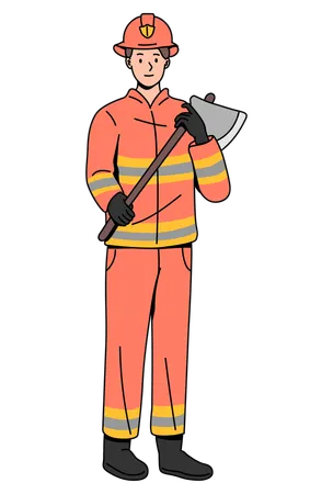 Young male Firefighter  Illustration