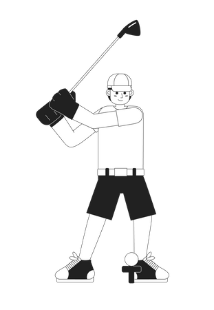 Young male golfer playing golf  Illustration
