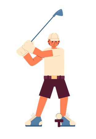 Young male golfer playing golf  Illustration