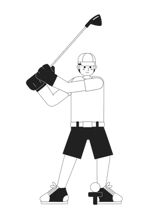 Young male golfer playing golf  Illustration