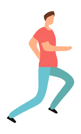 Young Male Jogging Illustration