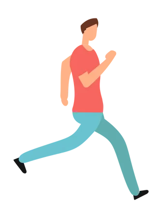Young Male Jogging Illustration