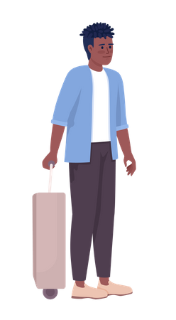 Young male passenger with suitcase  Illustration