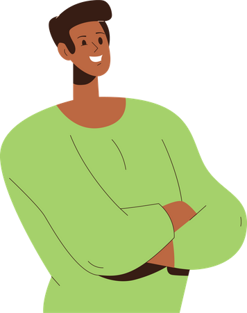 Young male person in casual clothes looking with smile  Illustration