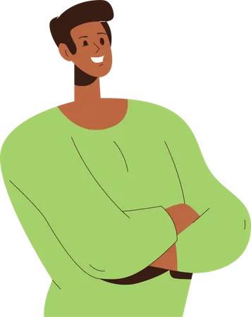 Young male person in casual clothes looking with smile  Illustration