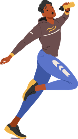 Young Male Runner Tilting His Head Back Slightly  Illustration