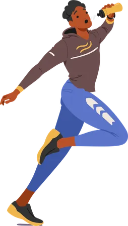 Young Male Runner Tilting His Head Back Slightly  Illustration