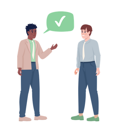 Young man agrees with colleague  Illustration
