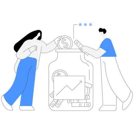 Young man and girl doing charity  Illustration
