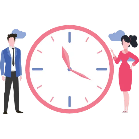 Boy And Girl Are Watching Time Illustration