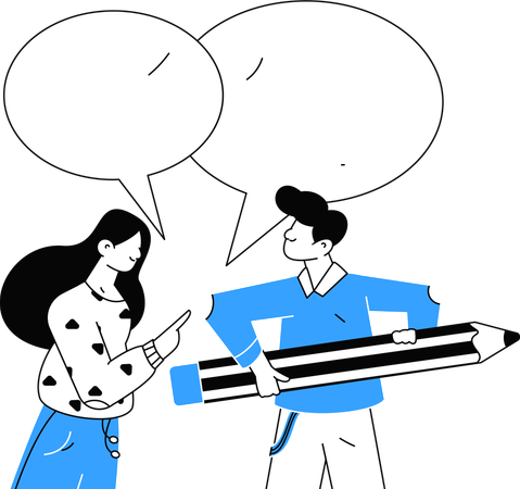 Young man and lady doing business dicussion  Illustration