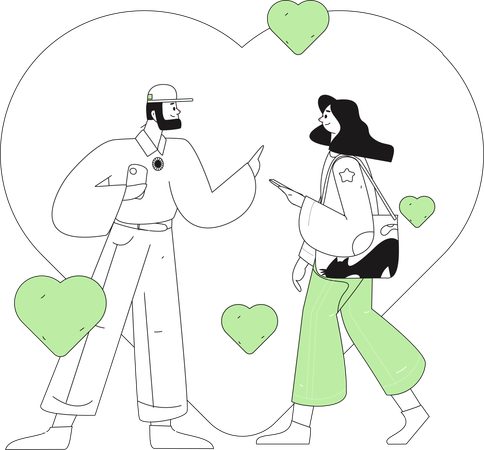 Young Man and woman celebrating valentine's day  Illustration