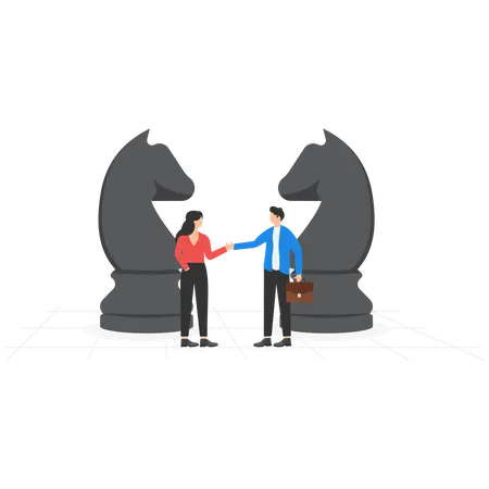 Young man and woman doing business partnership  Illustration