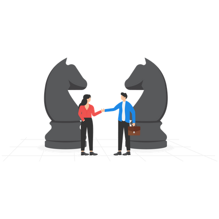 Young man and woman doing business partnership  Illustration