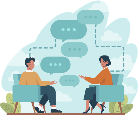 Young man and woman doing business talk  Illustration