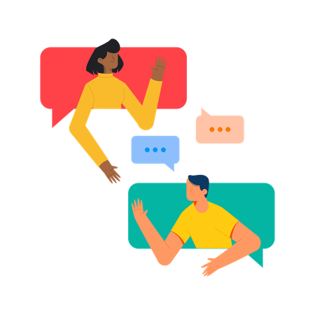 Young man and woman doing Conversation  Illustration