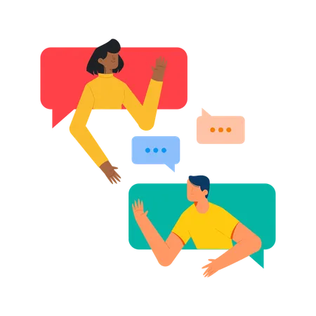 Young man and woman doing Conversation  Illustration