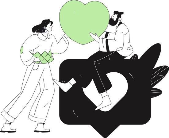 Young man and woman doing valentine chatting  Illustration