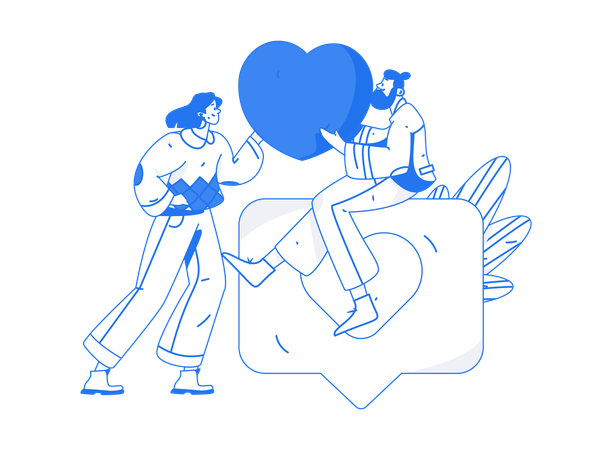 Young man and woman doing valentine chatting  Illustration