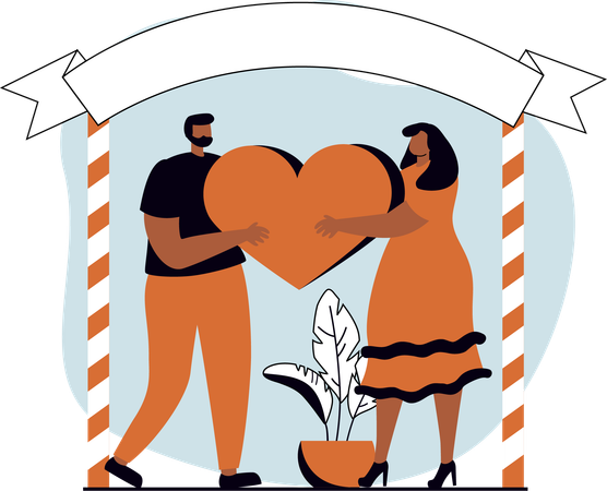 Young man and woman falling in love  Illustration