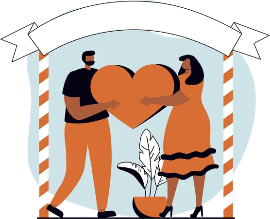 Young man and woman falling in love  Illustration