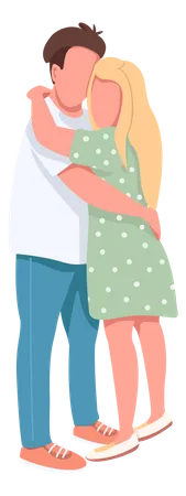 Young man and woman hugging Illustration
