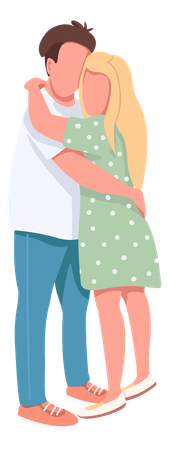 Young man and woman hugging  Illustration