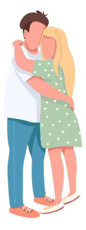 Young man and woman hugging  Illustration