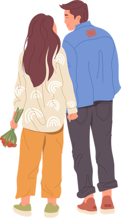 Young man and woman in love enjoying time together celebrating anniversary  Illustration