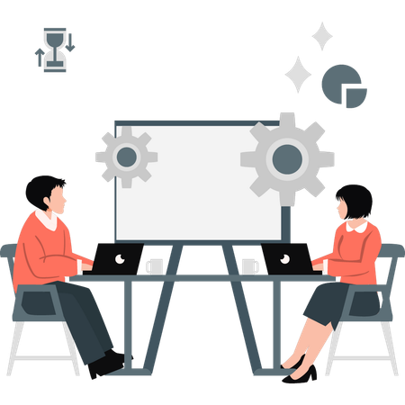 Young man and woman setting hiring people  Illustration