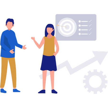 Young man and woman talking about business goal  Illustration