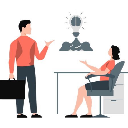 Young man and woman talking about new business  Illustration