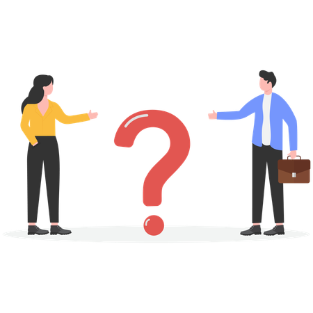 Young man and woman with question and answer  Illustration