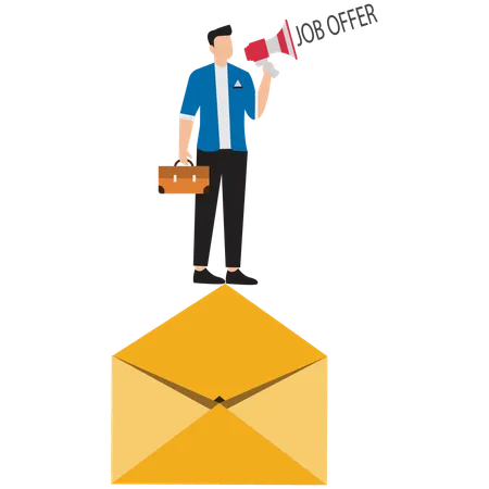 Young man announcing job mail  Illustration