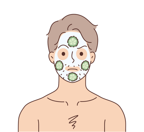 Young man applying face mask  Illustration