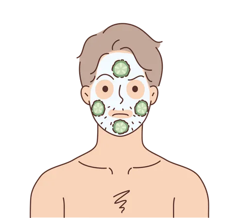 Young man applying face mask  Illustration