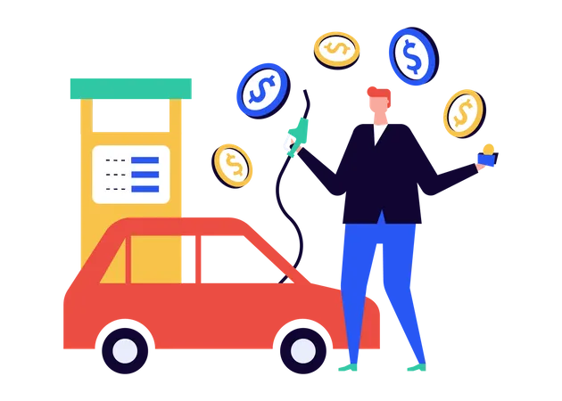 Fuel Price Hike Modern Colorful Flat Design Style Illustration On White Background A Scene With Man At A Gas Station Wanting To Pay For Gasoline Economic Crisis Petrol Cost Going Up Idea Illustration