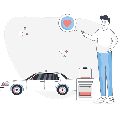 Young man booking car for traveling  Illustration