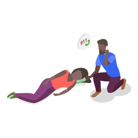 Young man call on 911 emergency number  Illustration