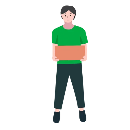 Young Man Carrying Box  Illustration
