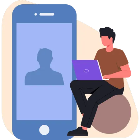 Young man check customer profile  Illustration