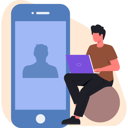 Young man check customer profile  Illustration