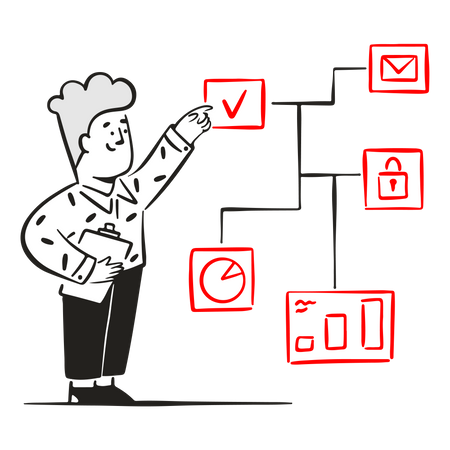 Young man checking data  Illustration