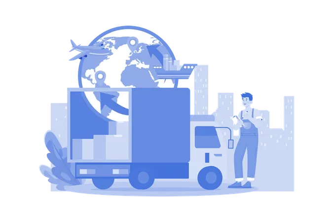 Global Delivery Illustration Concept On White Background Illustration