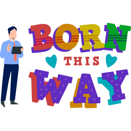 Young man checking pride born way  Illustration