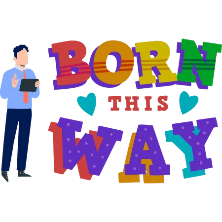 Young man checking pride born way  Illustration