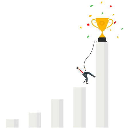 Rapid Career Growth The Rapid Pace Of Business And Production Development A Sharp Increase In Sales An Increase In Income Levels A Man Is Climbing A Tightrope To The Top Of A Growing Graph Illustration