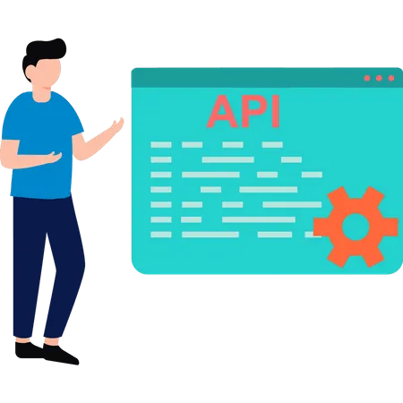 The Guy Is Coding The API Illustration