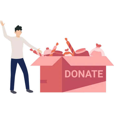 The Boy Is Collecting Donations Illustration