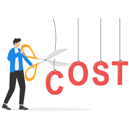 Young Man cutting cost alphabet  Illustration